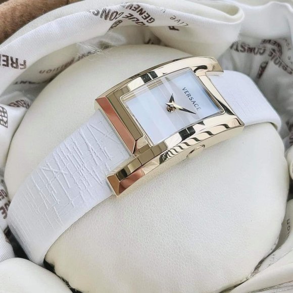 Versace Gold 21 x 39mm White Leather Watch main image 4